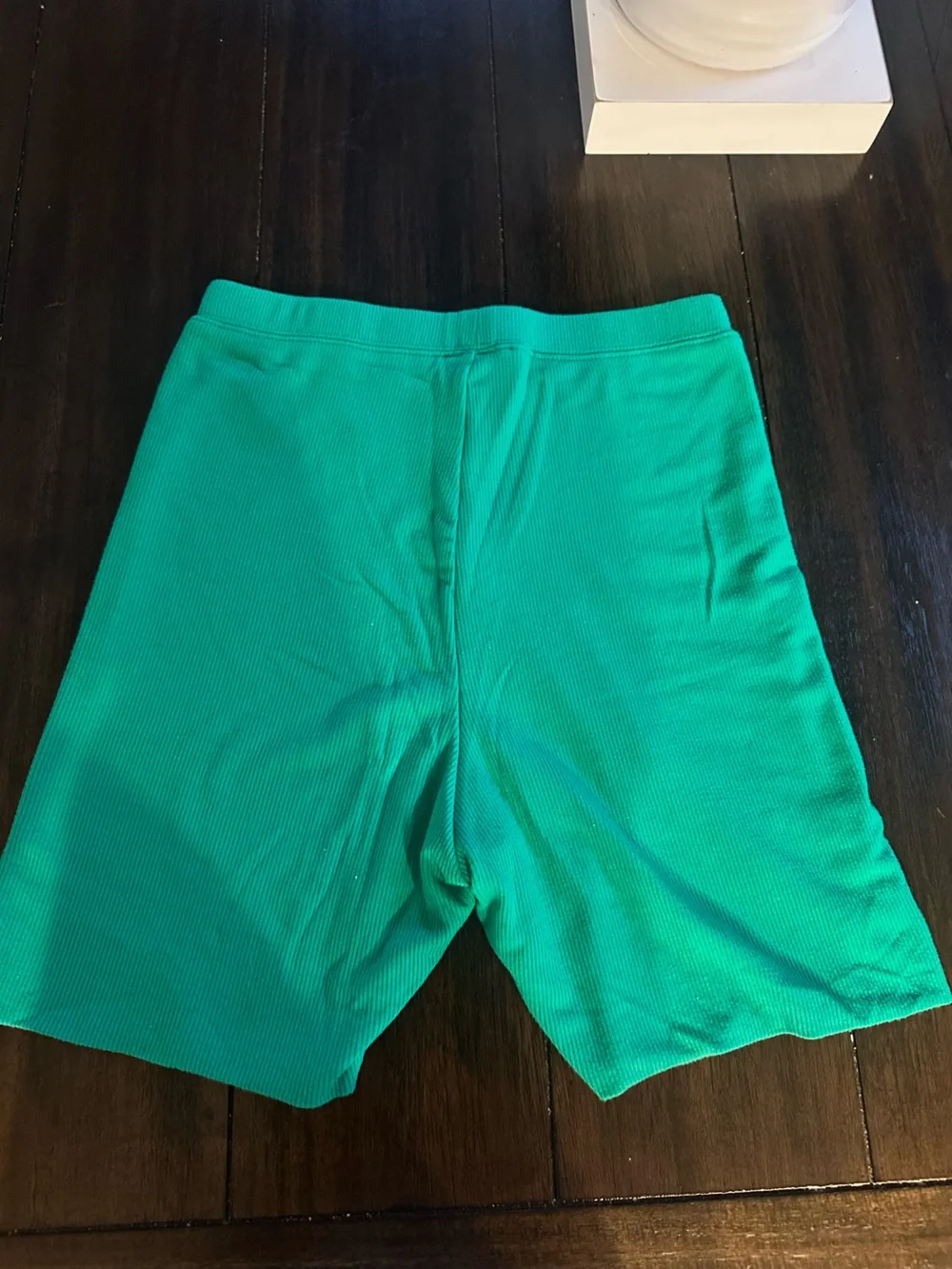White Fox Boutique Green Ribbed Biker Shorts